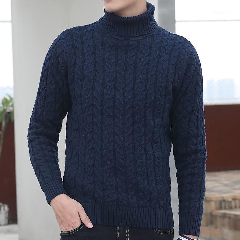 

Winter Sweater Men' High Neck Korean Version of The Solid Color Hedging Twist Knit Sweater Young Men Casual Thick Long Sleeves1