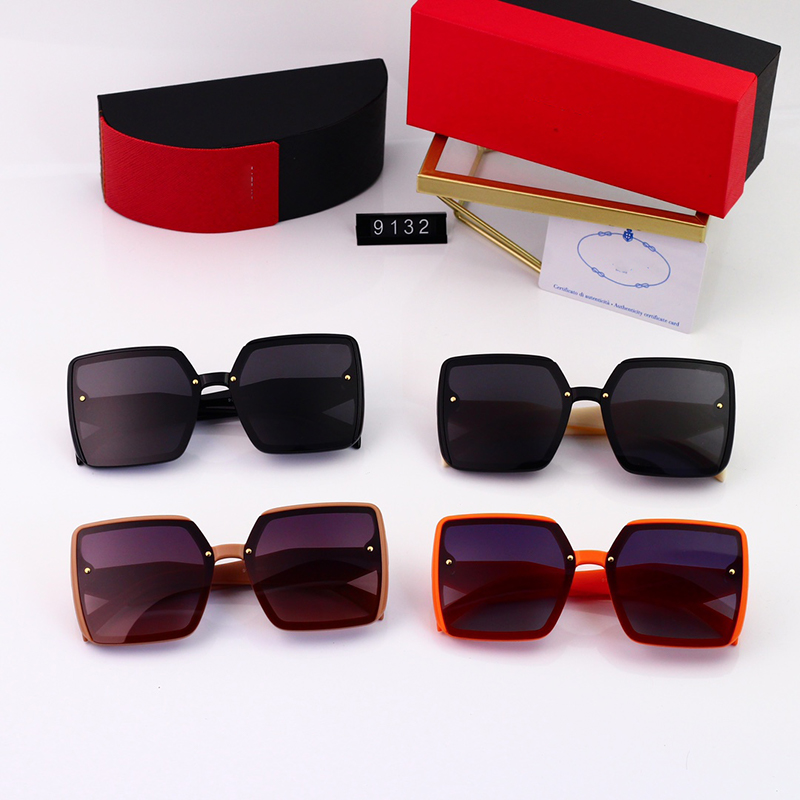

Full Frame 9132 Design Antireflection Sunglasses Luxury Fashion UV Protection Unisex Classic Retro Wild Style New Square Sunglasses Sporty Hip Pop, White;black