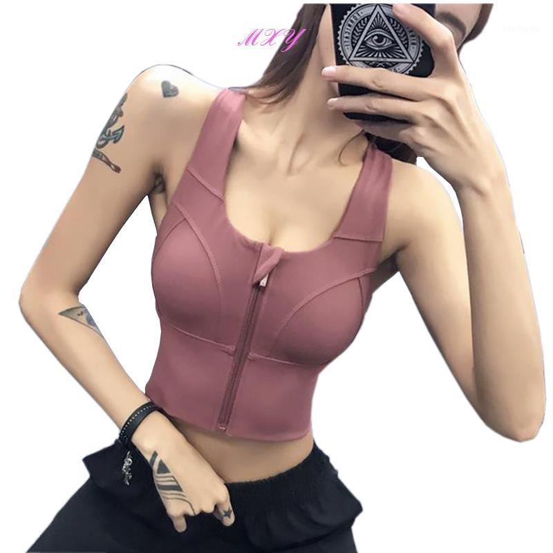 

Front Zipper Sports Bra Shockproof Gathering Sports Underwear Breathable Running Yoga Vest Stretch Top Yoga Fitness Top1, Black