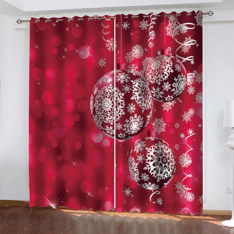 

Luxury Blackout 3D Window Curtains For Living Room Bedroom red christmas curtains Decoration, As pic