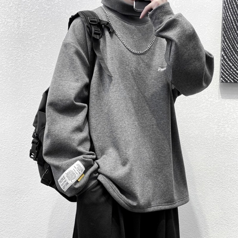 

SingleRoad Mens Turtleneck Sweatshirt Men Winter Casual Oversized Harajuku Japanese Streetwear Sweatshirts Black Hoodie Men 201119, Grey hoodie men