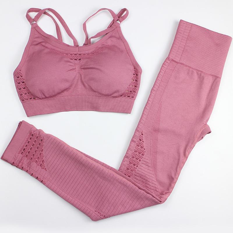 

Seamless Yoga Sets Gym 2 Piece Set Workout Clothes for Women Fitness Clothing Sportswear Sports Bra and Leggings Set Sports Wear1, Purple
