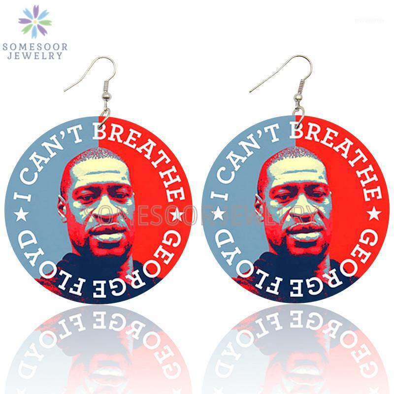 

SOMESOOR I Can't Breathe Design Wooden Drop Earrings George Floyd Black Lives Matter Sayings Wood Loops Dangle For Women Gifts1