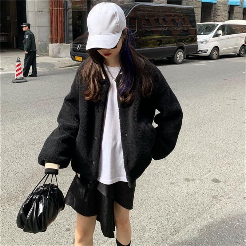 

Winter Coat Women 2021 Solid Single Breasted Faux Lamb Fur Coat Warm Thick Fashion Loose Ladies Faux Fur Jacket Teddy, Pink