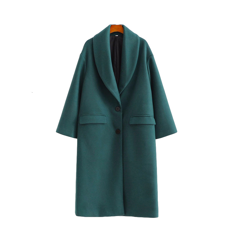 

2021 New Streetwear Verde Moda Senhoras Turn Down Collar Outercoat Elegante Feminino Bolso Longo Casaco Chique Menina Casacos 5kzi, Green