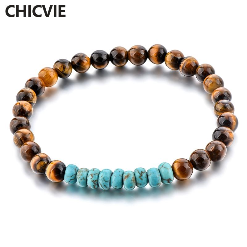 

CHICVIE Green Charms tiger eye Natural Stone Custom Bracelets & Bangles Beads For Women Jewelry Making gifts Bracelets SBR180067