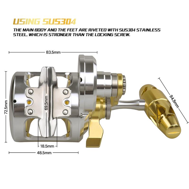 

Aluminum CNC Machined Fishing Reel Lever Drag Right or Left Handed Saltwater Fishing Jigging Reel NMB Japan imported bearing
