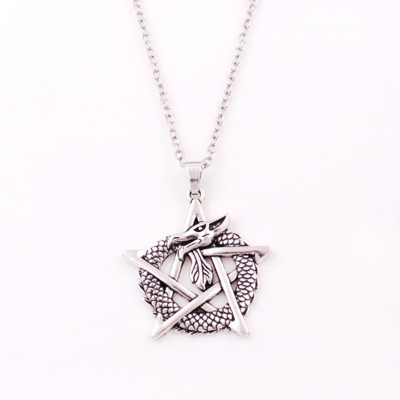 

Pendant Necklaces Special Design Dragon With Pentacle Medieval Myth Style Add Your Charm Link Chain Zinc Alloy Give Good Mood Provide Drop