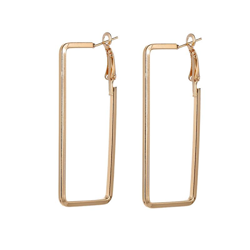 

Dreamtop New Hollow Big Rectangle Hoop Earrings For Women Gold Silver Color Simple Trendy Romantic Jewelry Maxi Earing E137