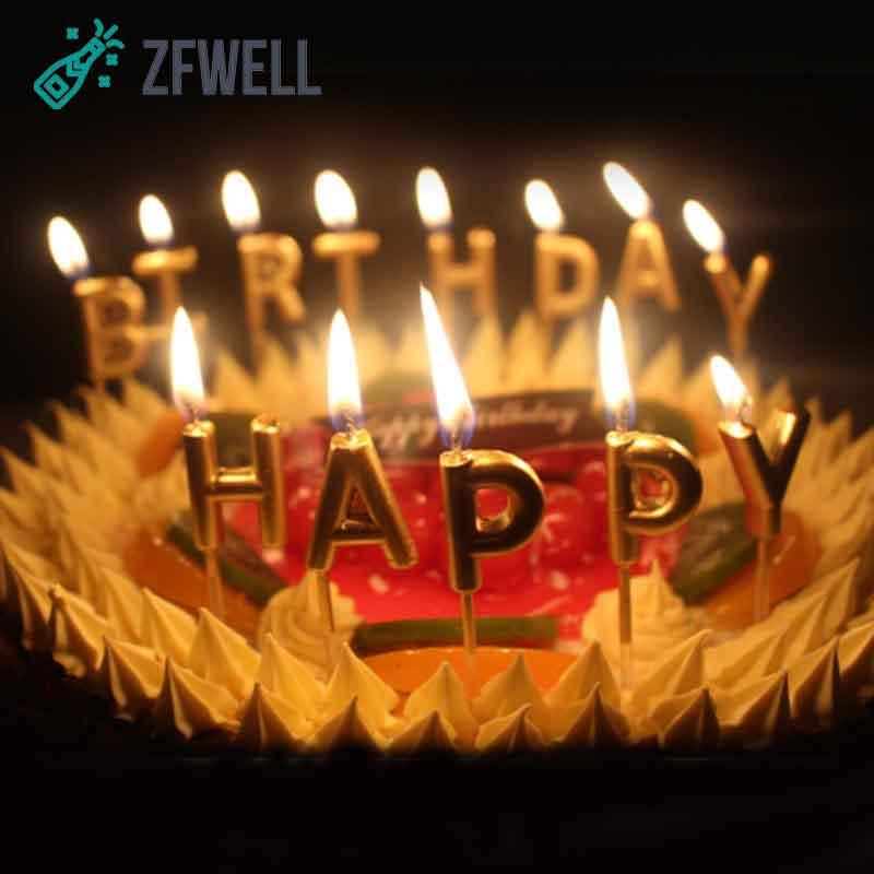 

ZFWELL 1pcs/lot Silver plated gold-plated craft birthday letter candles happy birthday English candle cake baking supp8