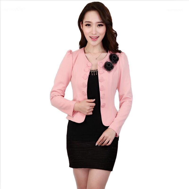 

Plus Size Suit Women Jacket New 2020 Two Flowers Blazer Women Coat Spring Autumn Blazers Woman Short Slim Suits Female Jackets1, Black