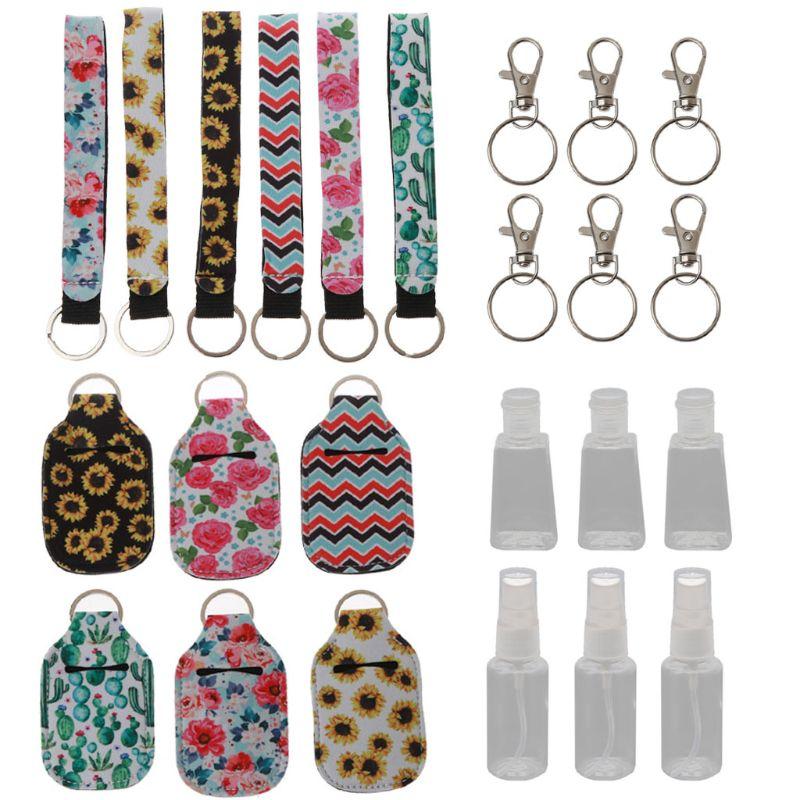 

6Pcs 30ml Reusable Spray Bottle Travel Hand Sanitizer Keychain Holder Bottles
