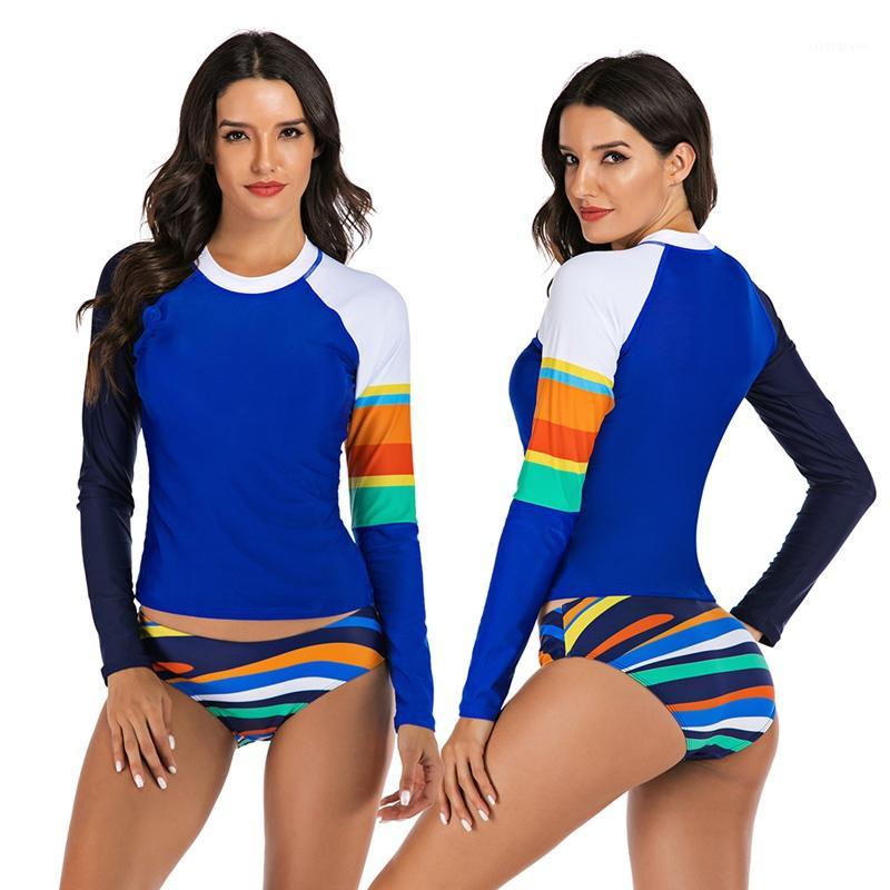 

Women Diving Bathing Suit Swimsuit Swimwear Rash Guard Long Sleeve Sunshade Quick Drying Two Piece Beach Surfing1