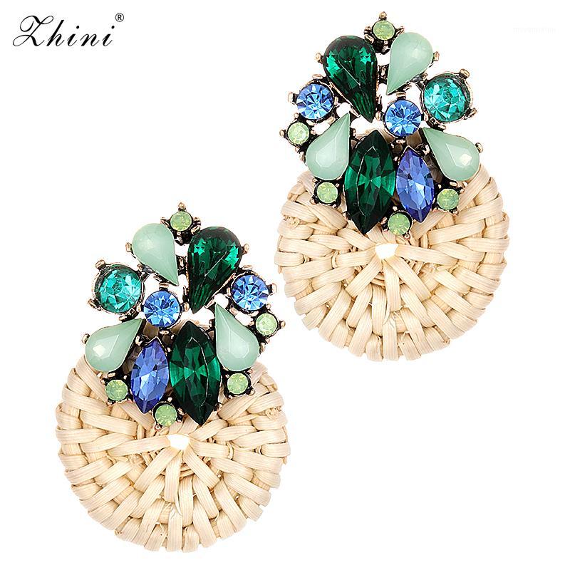 

ZHINI Geometric Wooden Drop Dangle Earrings Women Hot Sale Boho Crystal Rattan Wedding Gifts Earrings Fashion Statement Jewelry1