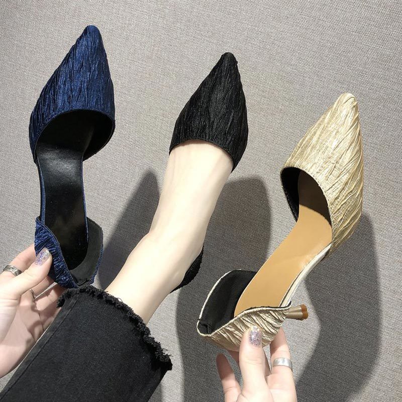 

2021 Women Pumps Ladies High Heels Pointed Roe Two Pieces Pu Leather Solid Sexy Shoes New Office Style Outdoor Plus Size Gnx0, Blue