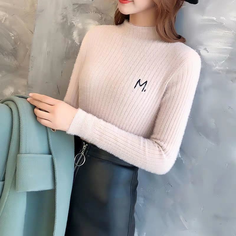 

Womanly Fashionable Sweater Sleeve Complete Solid Color the Neck of Winter Wool Fine Sweaters Knitted or Crocheted Cbht, Red