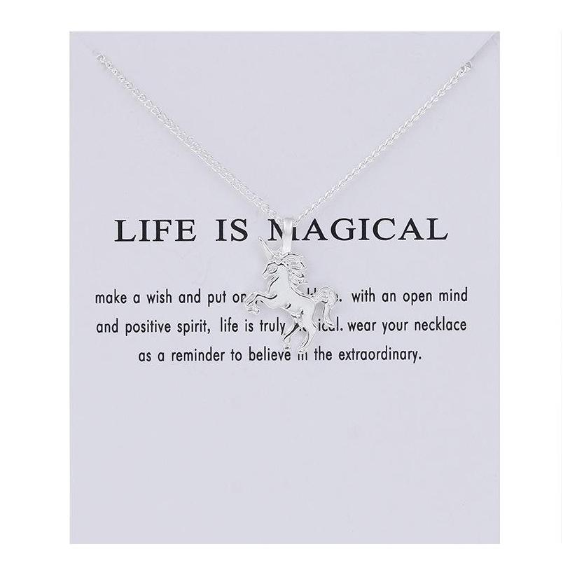 

New Golden Silver Horse Pendant Necklace Alloy Chain Pendant Chocker Necklace With Card Wholesale Jewelry Gift F sqcsyu queen66