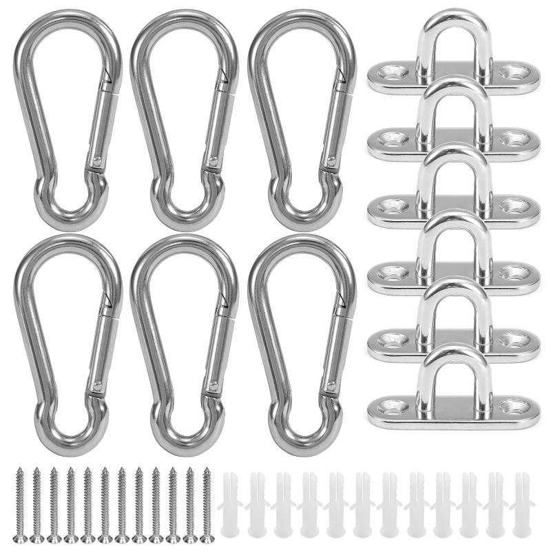 

5mm Eye Plates Carabiners Screws Set Multifunctional Wall Mount Hanging Hook for Wall Mounting Hammocks Yoga Training Equipment