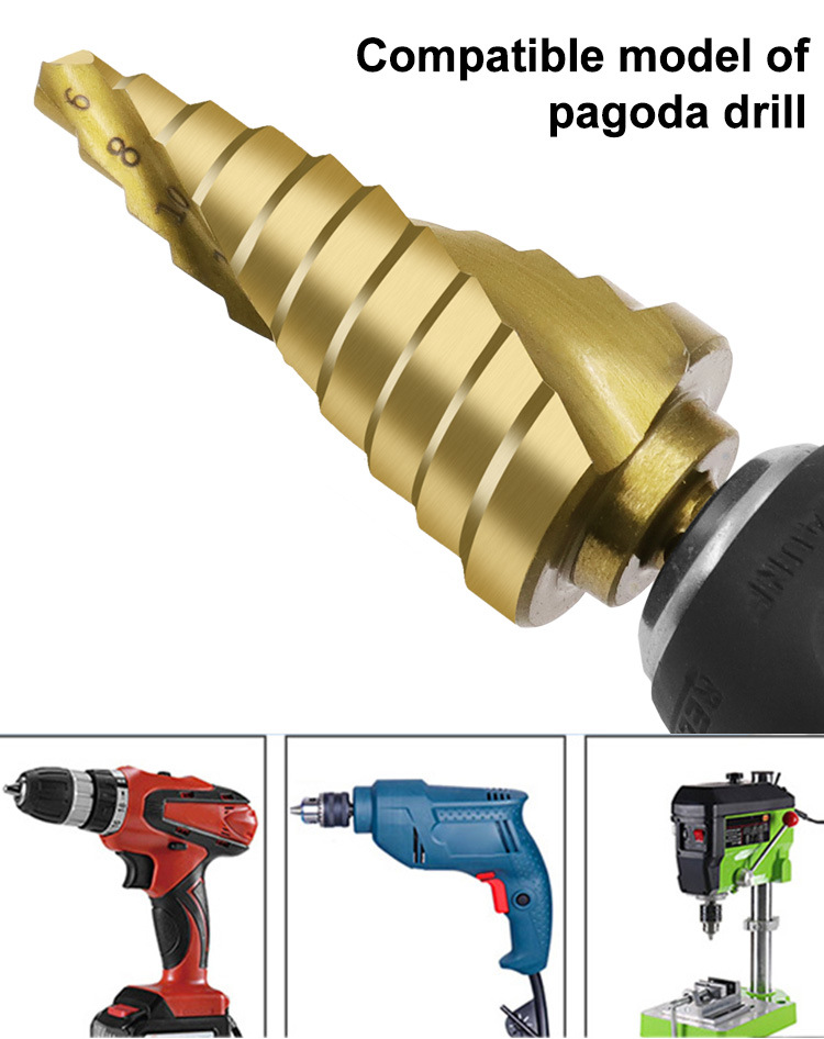 

6-25mm 4241 Plated Titanium Triangle Shank Spiral Groove Step Drill Hole Cutter