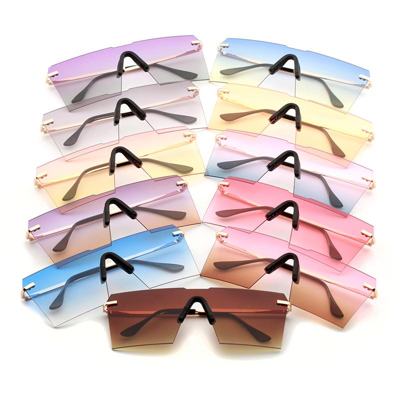 

big rectangle sunglasses women vintage 2020 trendy designer one piece oversized rimless frameless quay sun glasses