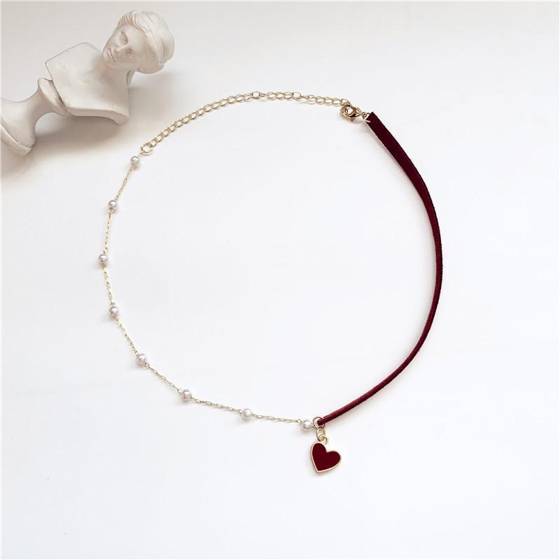 

New Arrivals Pearl Chain Heart Necklaces For Women Wedding Jewelry Short Necklaces Statement Jewelry1