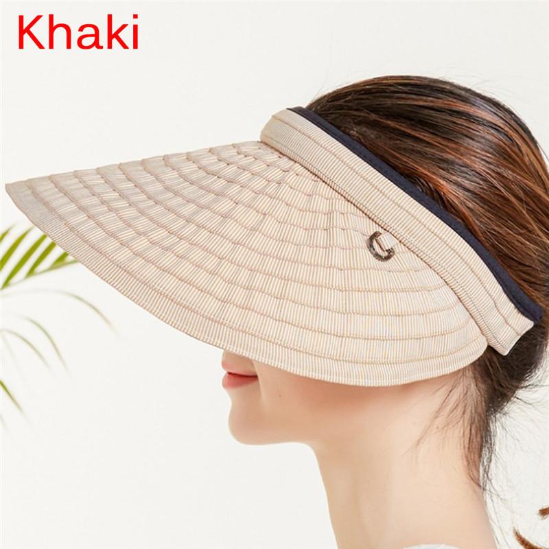 

Women Summer Beach Hat & Hairband Outdoor Cotton Sun Cap Hair Accessory, Khaki