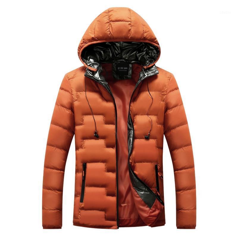 

Hooded striped Male Parka Winter Men Portable Headset Parkas Jacket Coat Men's Personality Solid Color Parkas1, Black