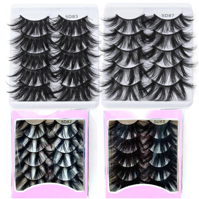 

5 Pairs Long Dramatic Fluffy Eyelashes 22MM 5D Faux Mink False Eyelashes Extension Wispies Handmade Fake Makeup Tools