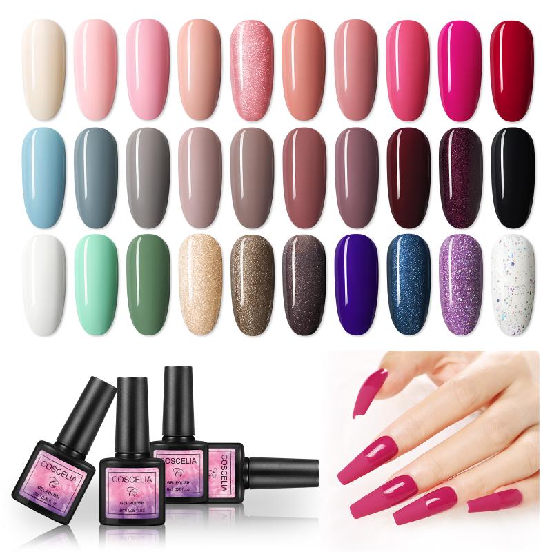 

COSCELIA Gel Nail Polish Soak Off UV LED Gel Varnish Semi Permanant All For Manicure Nails Art Polish 8ml, 011