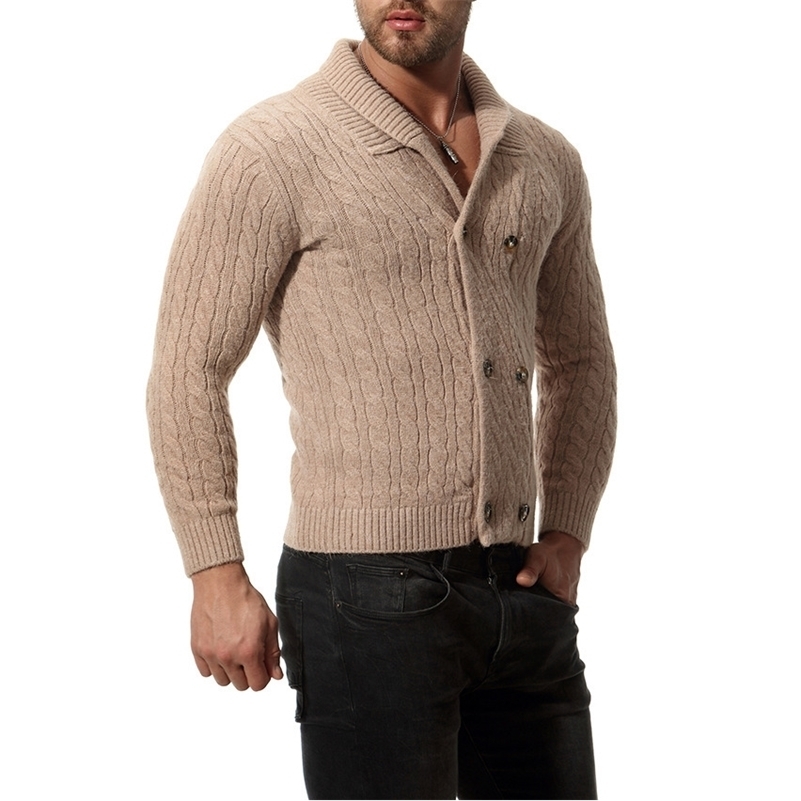 

Slim Men's Sweater Knit Long Solid Color Regular Sweaters for Man 201105, Beige