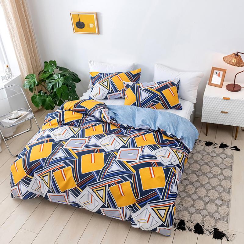 

2/3 Pcs Bed Cover King Size Stitching Pattern Reactive Printed Double Size BedclothesDuvet Cover Pillowcase Home Bedding, Bg.gnl