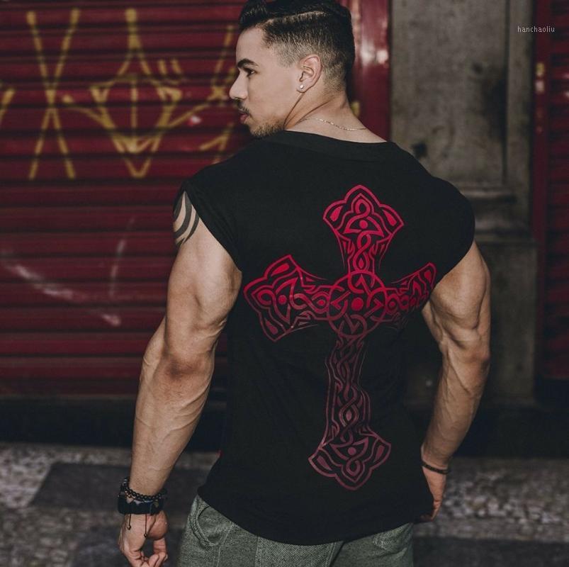 

New Style Muscle Brother Fitness Running MEN'S Vest Outdoor Sports Quick-Dry Men's Style Crew Neck Sleeveless Vest1, Black and white with pattern