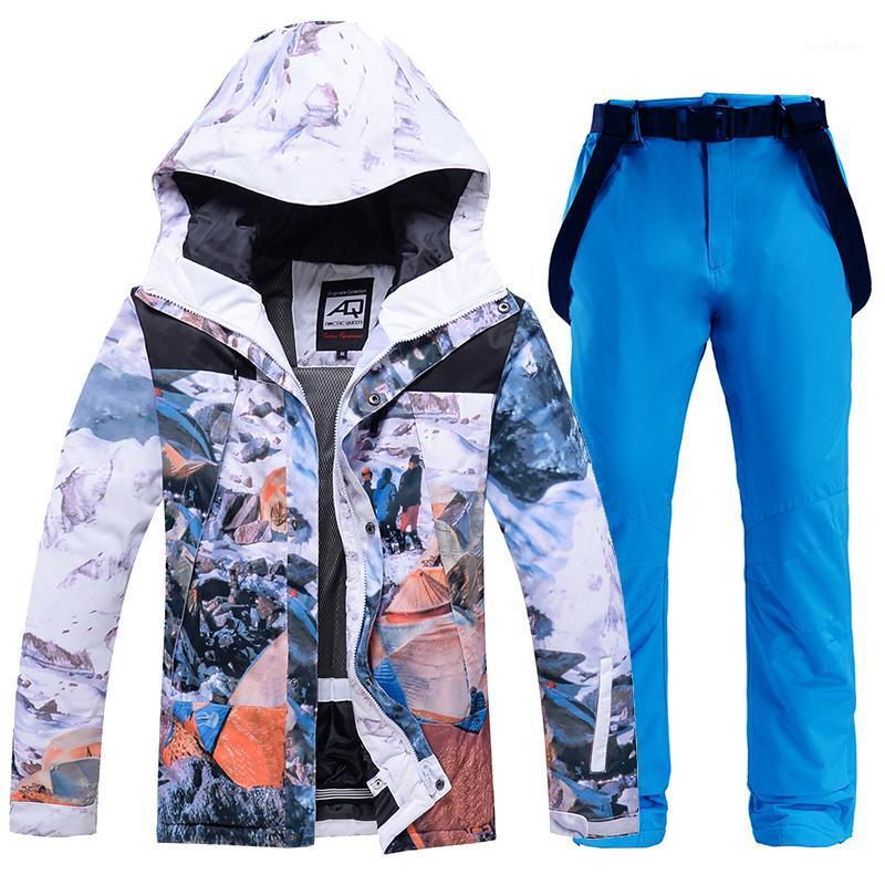 

New Ski Suit for Men Windproof Waterproof Breathable Thick Warm Skiing Snowboard Jackets Pants Winter Ski Jacket Mens Set1, Color01