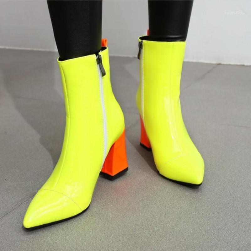 

Fanyuan Boots Plus Size 31-48 Women Ankle Boots Colorful High Heel Winter Shoes Woman Warm Sexy Short Boot Fashion Lady Footwear1, Black