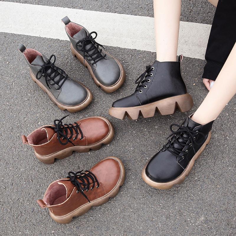 

Casual Women's Shoes Autumn Winter Leather Classic Boots Fashion Comfortable Female, Black