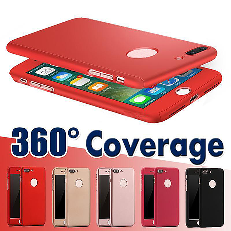 

360 Degree Full Coverage Protection With Tempered Glass Hard PC Cover Case For iPhone 12 mini 11 pro max XS MAX XR X 8 plus 6S 7 PLUS 5S SE, Choose the color you need
