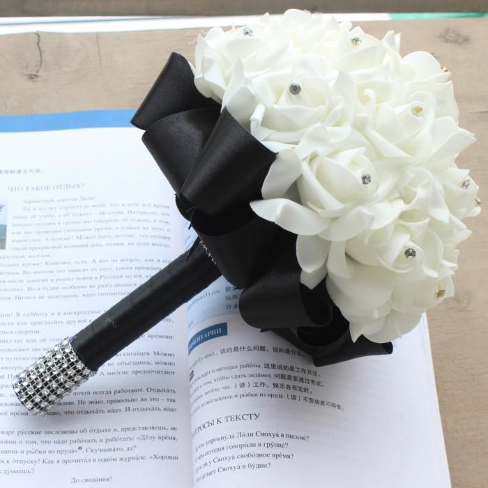 

2021 HANDMADE new style Bridal Bridesmaids Flowers bouquet Home wedding bouquets Party Decorations luxury accessories DIY, Black