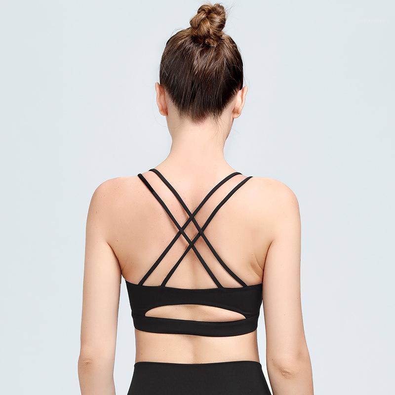 

New Sports Underwear Women Beauty Back Shockproof No Rims Sleeveless Sexy High Elastic Gym Yoga Top Vest Bra Underwear Female1, Black