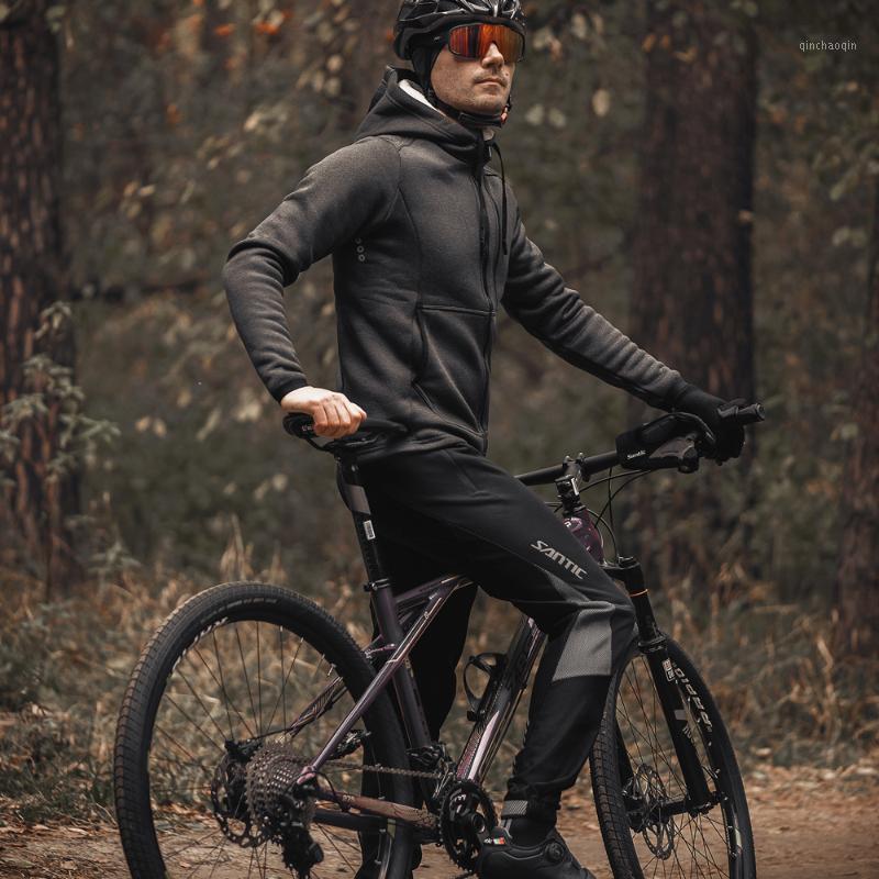 

Santic Men Cycling Sets Cycling Jackets Pants Autumn Winter Fleece Sports suit Thermal Set Warm Up Bicycle Windproof1