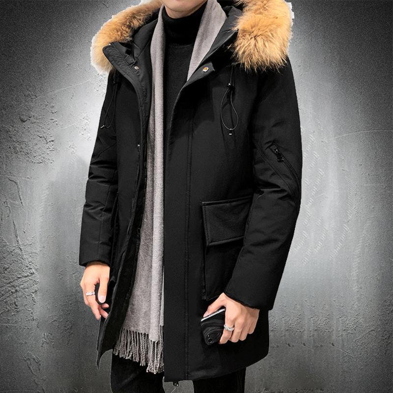 

Winter Jacket Men Fur Collar Parkas Cotton Padded Thicken Outdoor Jacket Male Warm Coat Big Pockets Men Winter Clothing Fashion, Black