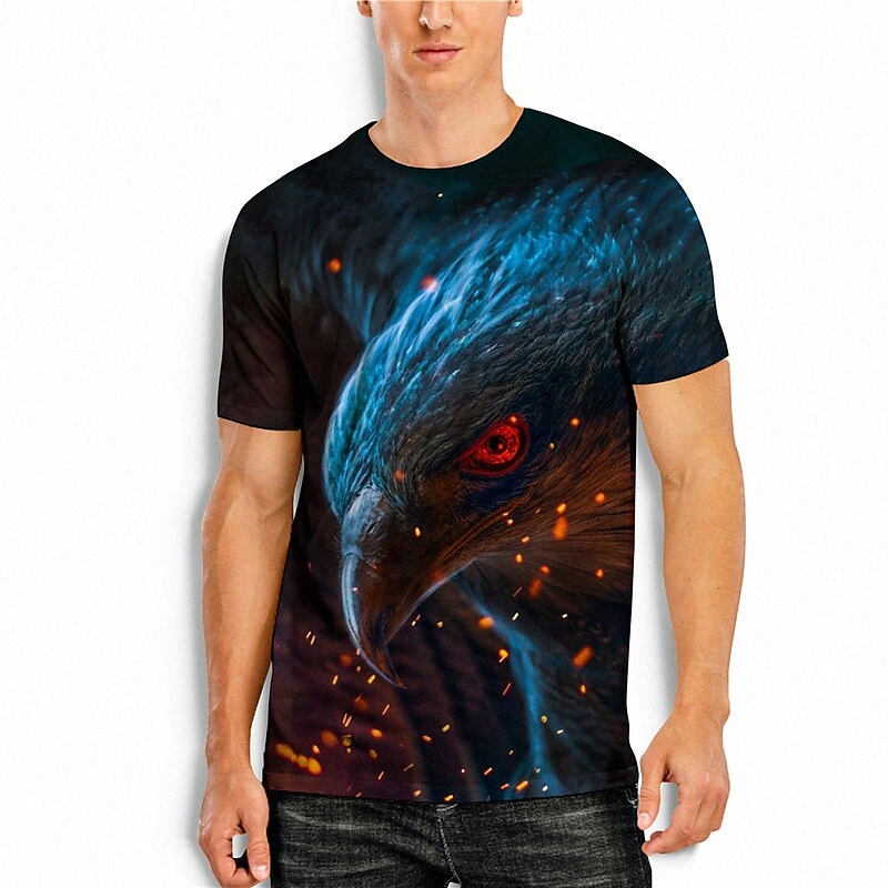 Men's T shirt 3D Print Graphic Animal Round Neck Daily Holiday Print Short Sleeve Tops Basic Casual Black / Summer K9mp#