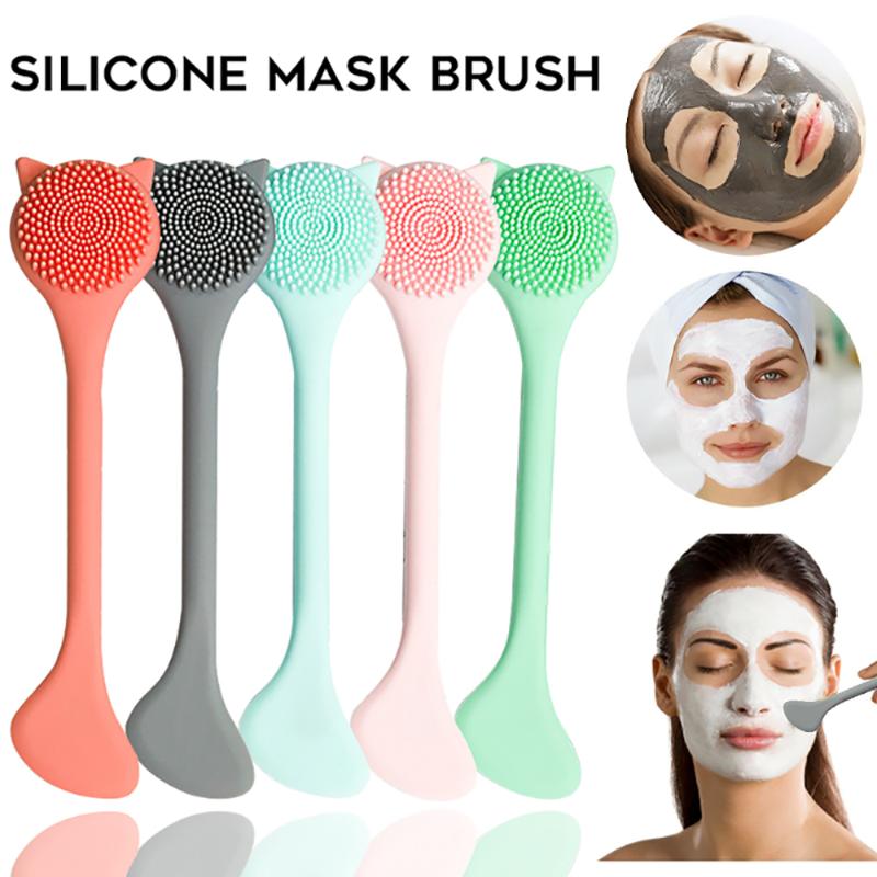 

Soft Silicone Double-Ended Facial Cleansing Brush Exfoliating Pore Cleaner Portable Skin Care Massager