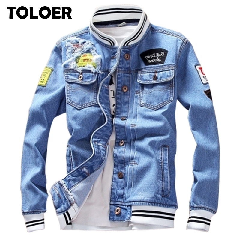 

Solid Casual Slim Mens Denim Jacket Plus Size 5XL Bomber Jacket Men High Quality Cowboy Men's Spring Jean Jacket Chaqueta Hombre 201124, Wish430 blue