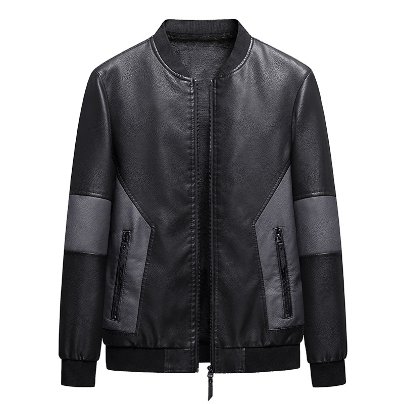 

New brand 2020 winter thick wool hot bomber of men motorcycle jacket with zipper pu leather, 986 black