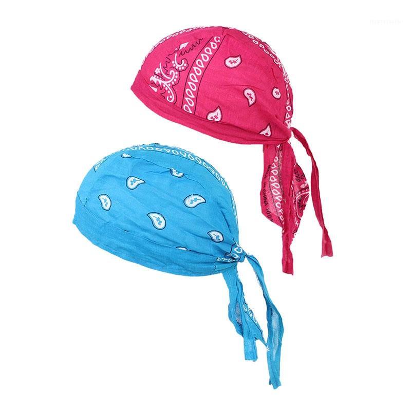 

2pcs Sports Headwear Breathable Bandana Hat Cycling Running Beanie Bike Motorcycle Skull Cap Under Helmet - Blue & Red1, Multicolor