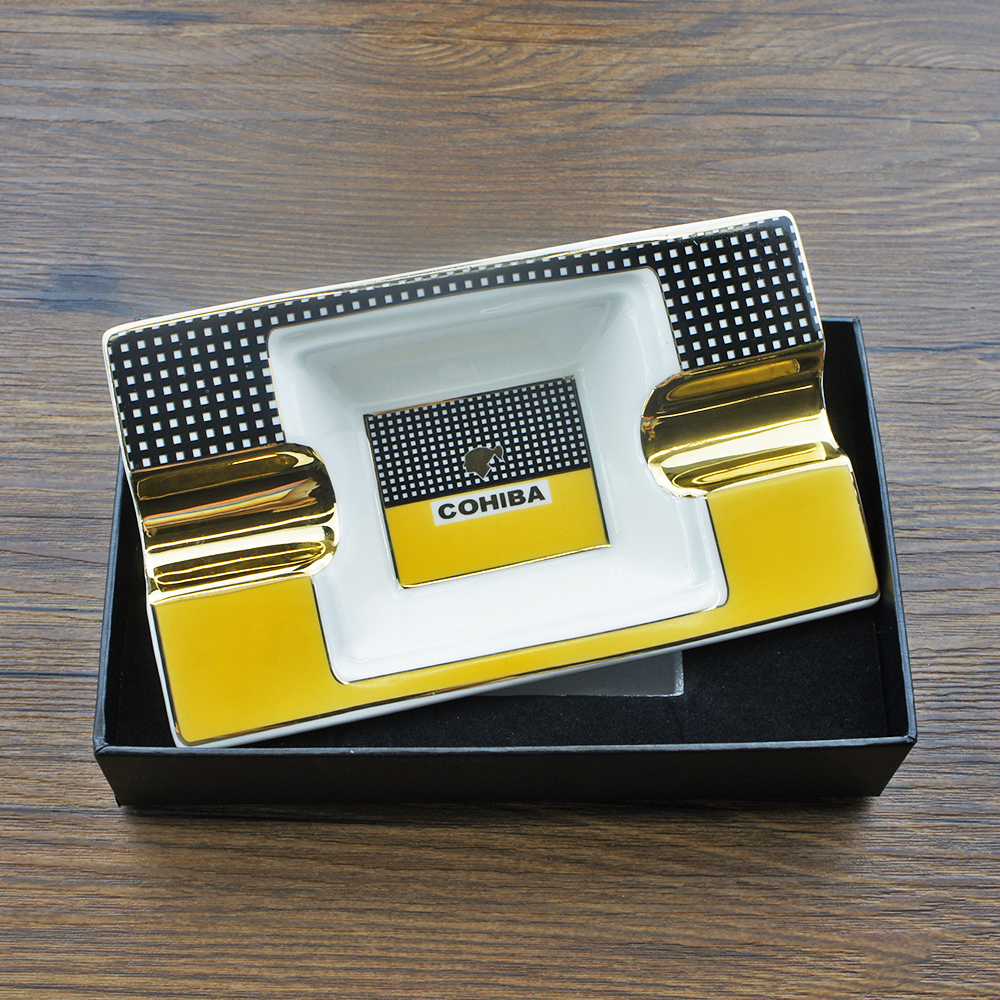 

Ceramic Ashtray holder 2 Portable Home Cigarette Ash Slot with gift box
