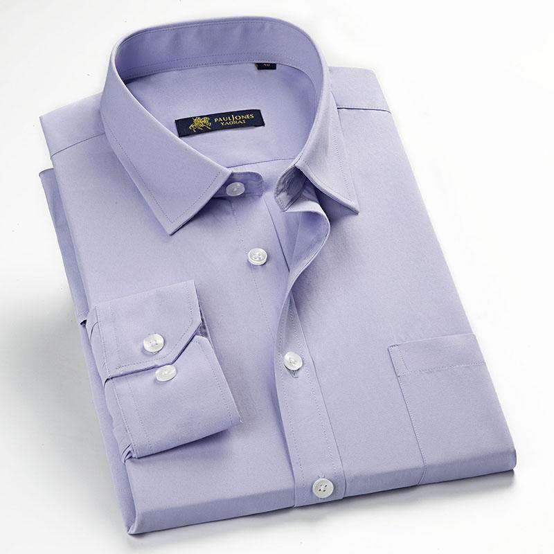 

Men's Long Sleeve Regular-fit Solid Basic Dress Shirt Patch Single Chest Pocket Button Closure Formal Black Work Office Shirts