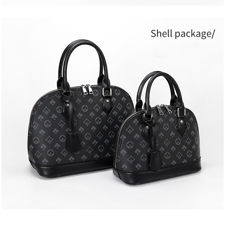 

Tote Shell Print Design Luxury Female Bag Fashion New High Quality PU Leather Female Handbag Messenger Bag, Brown