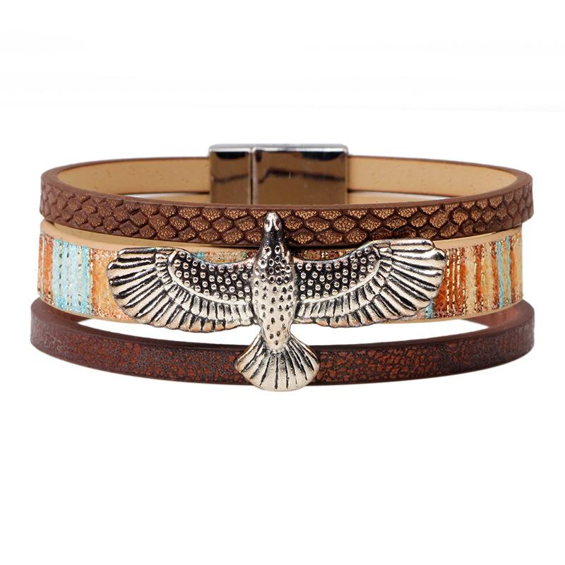 

Vintage High Quality Magnet Clasp Eagle Accessories Fashion Charm Leather Bracelets & Bangles For Women