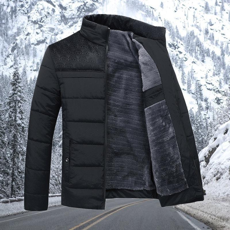 

Boutique Middle aged men's cotton padded clothes father's winter coat with Down thickening1, Black